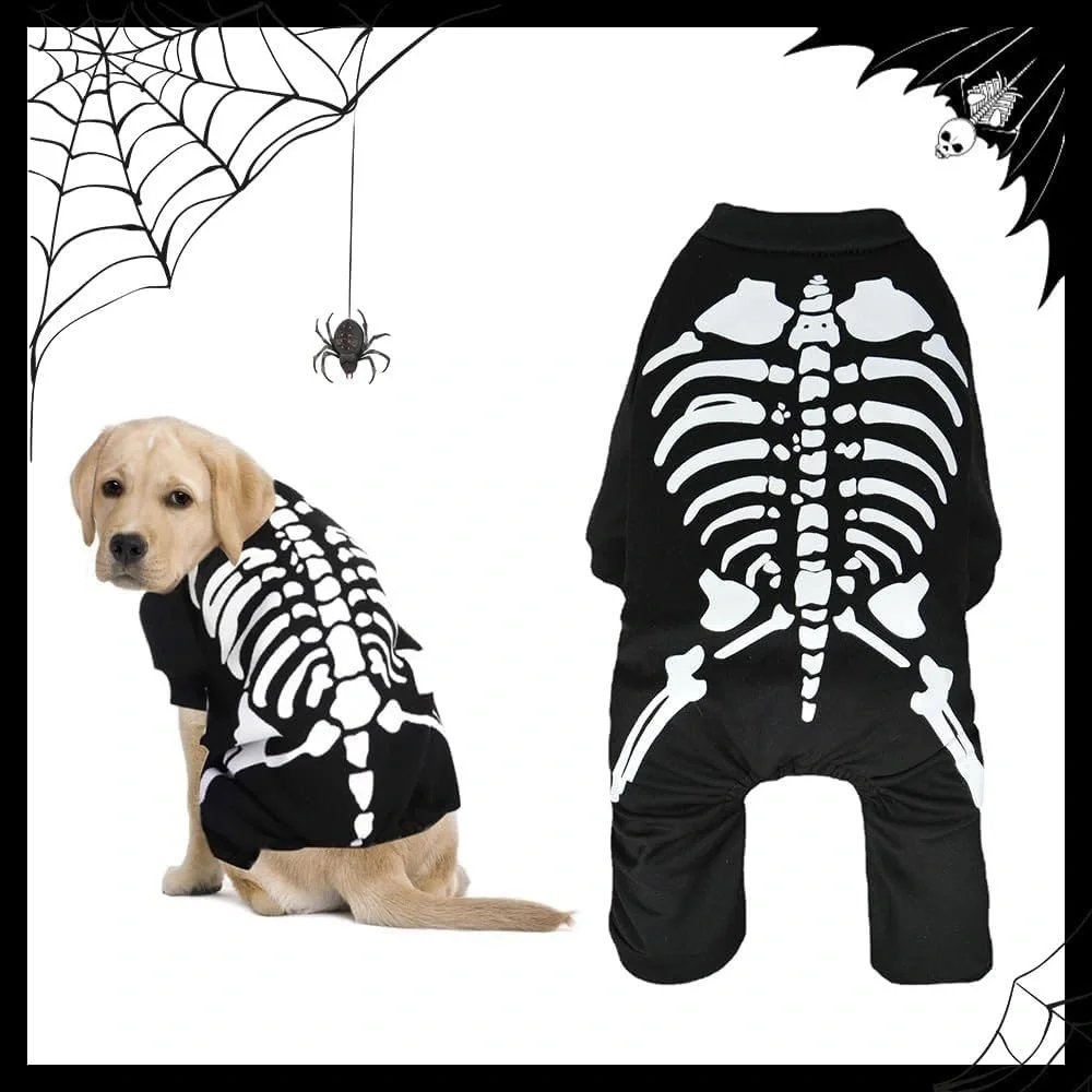 Spooky Skeleton Dog Costume - Black and White